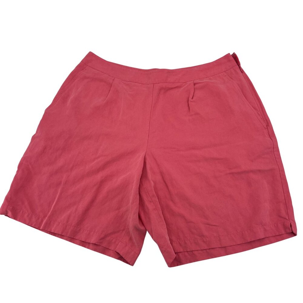 Liz Claiborne Pink Silk Linen Women's Shorts Size 12 Vintage 90s‎ high waisted